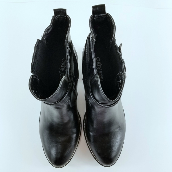 Sz 9 Cathy Jean Western Style Black Ankle Boots - Picture 3 of 10